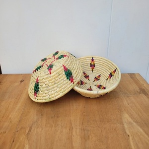 Joli panier en osier d'herbe de lune naturelle écologique fait à la main de haute qualité créative ensemble de 2 paniers pour fruits et légumes - Product Image 5