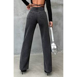 Jean en denim gris élégant et luxueux pour femme, coupe large, taille haute, ample, en coton écologique, taille 26-40 - Product Image 5