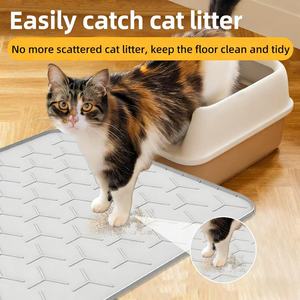 <b>Silicone</b> Square Reusable Cat Litter Trapping <b>Mat</b> Extra Large Waterproof Easy to Clean - Product Image 5