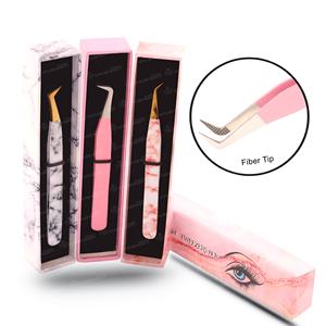 Pince à épiler d'extension de cils professionnelle pointe de fibre poignée de diamant isolation droite volume greffage pince à cils - Product Image 5