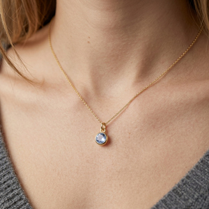 Topacio azul de Londres, forma redonda, plata de ley 925, colgante chapado en oro, engaste de bisel plateado, regalo para la fabricación de joyas. - Product Image 6