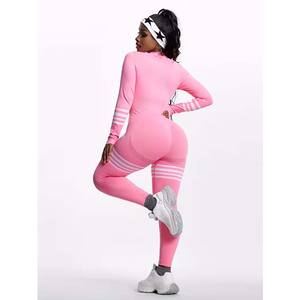 Stretch Activewear Zip up <b>Sweatshirt</b> Jacket and Pants Custom Loungewear Skinny Two Piece Set Women Tracksuit Clothing - Product Image 2
