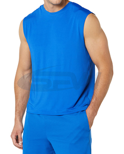 Camiseta sin mangas de poliéster para hombre, chaleco sin mangas de ajuste atlético con tela elástica, control de humedad de secado rápido, perfecto para entrenar en el gimnasio - Product Image 4