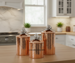 Stainless Steel Vintage Style Hammered Canisters Buckle Lid <b>Rose</b> <b>Gold</b> Silver <b>Top</b> Handcrafted Eco-Friendly for Food Storage - Product Image 4