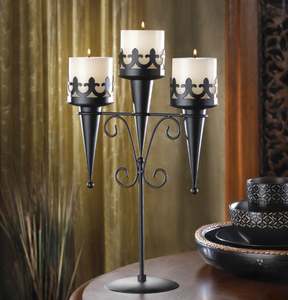 Portavelas y soporte de metal antiguo de latón hecho en metal de hierro para decoración de bodas - Product Image 1