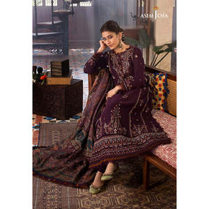 Asim Jofa Presenta un Conjunto de Camisa Bordada de Chifón Estilo Bohemio para Primavera/Verano con Dupatta y Pantalones - Product Image 5