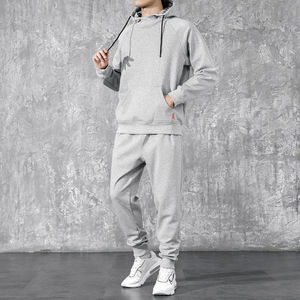 Premium Quality Custom Cotton Sports Plus Size Men's Jogger Sweatsuit Gym Plain Terry Jogging Hoodies Tracksuits <b>Apparel</b> Set - Product Image 5