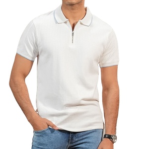 Luxury Men <b>White</b> Ribbed Knit Quarter Zip <b>Polo</b> Shirt New Arrival Summer Season Wear Men Outdoor Wear <b>Polo</b> Shirts MADE BY HS 2026 - Product Image 1