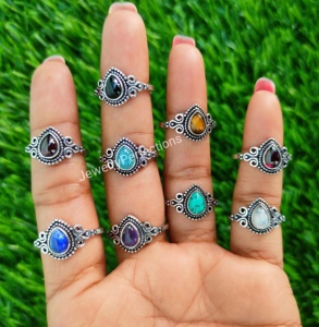 แหวนนิรันดร์ขายส่งขายดีที่สุดชุบเงินสเตอริงอัญมณีธรรมชาติกันน้ำทองเหลืองสแตนเลสเพชรของขวัญ - Product Image 5