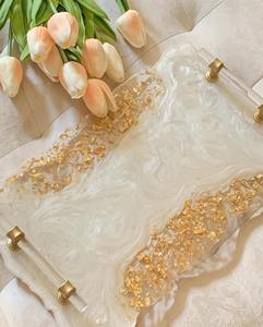 Bandeja de Resina de Diseño Personalizado de Primera Calidad con Posavasos, Juego de Servicio de Bajo Costo para Decoración del Hogar y Regalos, Modelo Hecho a Mano - Product Image 2