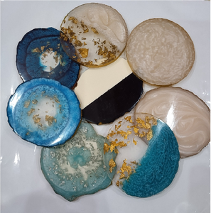 <b>Epoxy</b> Resin Coaster Gold Glitter Design Eco-Friendly Reusable Custom Design Top Selling - Product Image 1