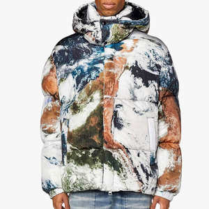 Multicolor <b>Hooded</b> Unisex Puffer <b>Jacket</b> Warm Quilted Insulated Winter Outerwear Stylish Zip Front Streetwear Waterproof Windproof - Product Image 2