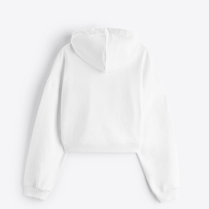Sweat à capuche court pour hommes 100% coton oversize épaules tombantes streetwear poids lourd logo personnalisé pull blanc crop top sweats à capuche pour hommes - Product Image 6