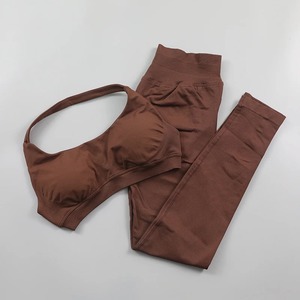 2PCS Seamless Women Yoga Set Workout Sportswear Gym Clothing Fitness Long Sleeve Crop <b>Top</b> High <b>Waist</b> Leggings Sports Suits - Product Image 1