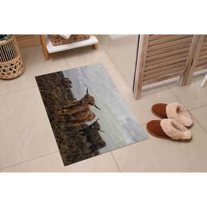 Tapis imprimé : design moderne vache des Highlands avec dos antidérapant, tapis à poils doux - Product Image 5