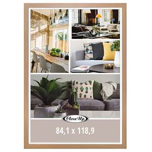 Cadre d'affichage DIN A0 de style classique en bois de hêtre clair 84,1 x 118,9 cm, motif carré en MDF, avec fonctionnalités créatives pour photos A3 et A2 - Product Image 3