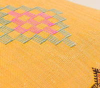 Jaune Cactus Soie Tapis Pouf Marocain À La Main Carré Ottoman Traditionnel Décor À La Maison pour Chambre En Plein Air Bohème Soie Coussins