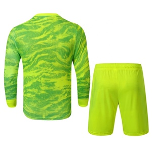 Ensemble de gardien de but de football personnalisé, kit de football par sublimation, maillot à manches longues, bleu et blanc, imprimé géométrique, uniforme respirant - Product Image 2