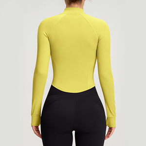 Vêtement de sport pour femmes en gros, veste de yoga, vêtements de sport décontractés pour l'extérieur, vêtements extérieurs ajustés, couleur personnalisée sur le devant, spandex/nylon respirant, séchage rapide - Product Image 4