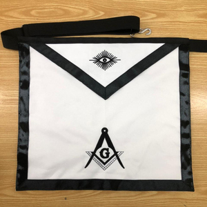 Tablier maçonnique brodé sur mesure en velours blanc et noir avec symboles œil et G, style classique, pour usage vestimentaire - Product Image 5