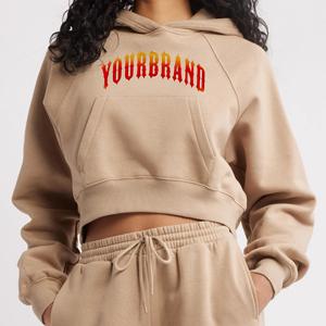 Customised Women's <b>Hoodies</b> 360 GSM American Sleeves Solid Color Easy Fit Stringless Sweatshirt Winter 100% Organic Cotton <b>Fleece</b> - Product Image 1