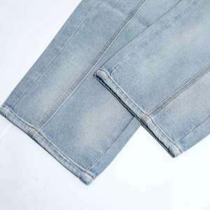 Jeans en denim bleu clair pour femmes, taille haute, coupe ample, tendance, jambe large décontractée, vêtements décontractés pour l'été et l'hiver, OEM - Product Image 4