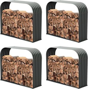 Heavy-Duty Indoor/Outdoor Steel Firewood <b>Rack</b> Corrugated Galvanized for Home & Garden Campfire Planter & <b>Log</b> <b>Rack</b> Holder - Product Image 2