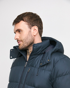 Chaqueta Varsity para Hombre, Diseño Personalizado de Moda Otoñal, Azul Marino, Cuello Alto, con Capucha, Resistente al Viento, Transpirable - Product Image 5