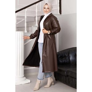 Chaqueta de cuero con capucha marrón - Product Image 2