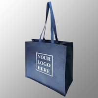 Promotion personnalisée sac fourre-tout en coton jute bleu marine réutilisable impression de logo personnalisé longues poignées de toile sacs de plage en jute écologique
