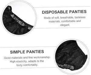 Disposable Thong <b>Panties</b> Spa Spray Tanning Wraps Underwear Disposable Bikini Thong <b>Panties</b> for Woman, Individually Wrapped Black - Product Image 6