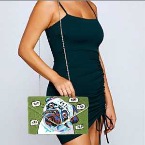 Bulldog francés con cuentas bandolera cadena embrague lujo Boho bolso de noche con diamantes de imitación y cristal para amantes de los perros - Product Image 2