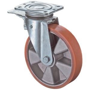 Ruedas Giratorias BS de 125 mm de Diámetro con Bloqueo Total, Rodamiento de Bolas, Neumático de Poliuretano, Capacidad de Carga de 450 kg, Ruedas para Muebles - Product Image 3