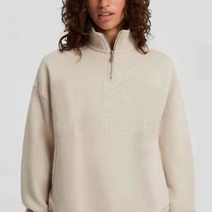 Sudadera elegante con cremallera de cuarto para mujer Jersey activo ligero con agujeros para los pulgares - Product Image 4