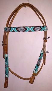 Headstall de cuero occidental de primera calidad con peto a juego y riendas de cuero incluidas, headstall de cuero de diseño personalizado - Product Image 2