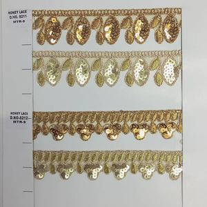 Tissu de dentelle or brillant personnalisé pour le bricolage de vêtements et d'artisanat pour la couture et la décoration avec ruban de garniture en dentelle - Product Image 1