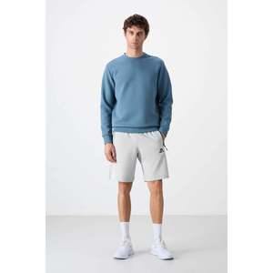 Shorts basiques en mélange de coton pour homme Tommylife, coupe standard, avec cordon de serrage à la taille et poche arrière zippée discrète, couleur pierre - Product Image 6