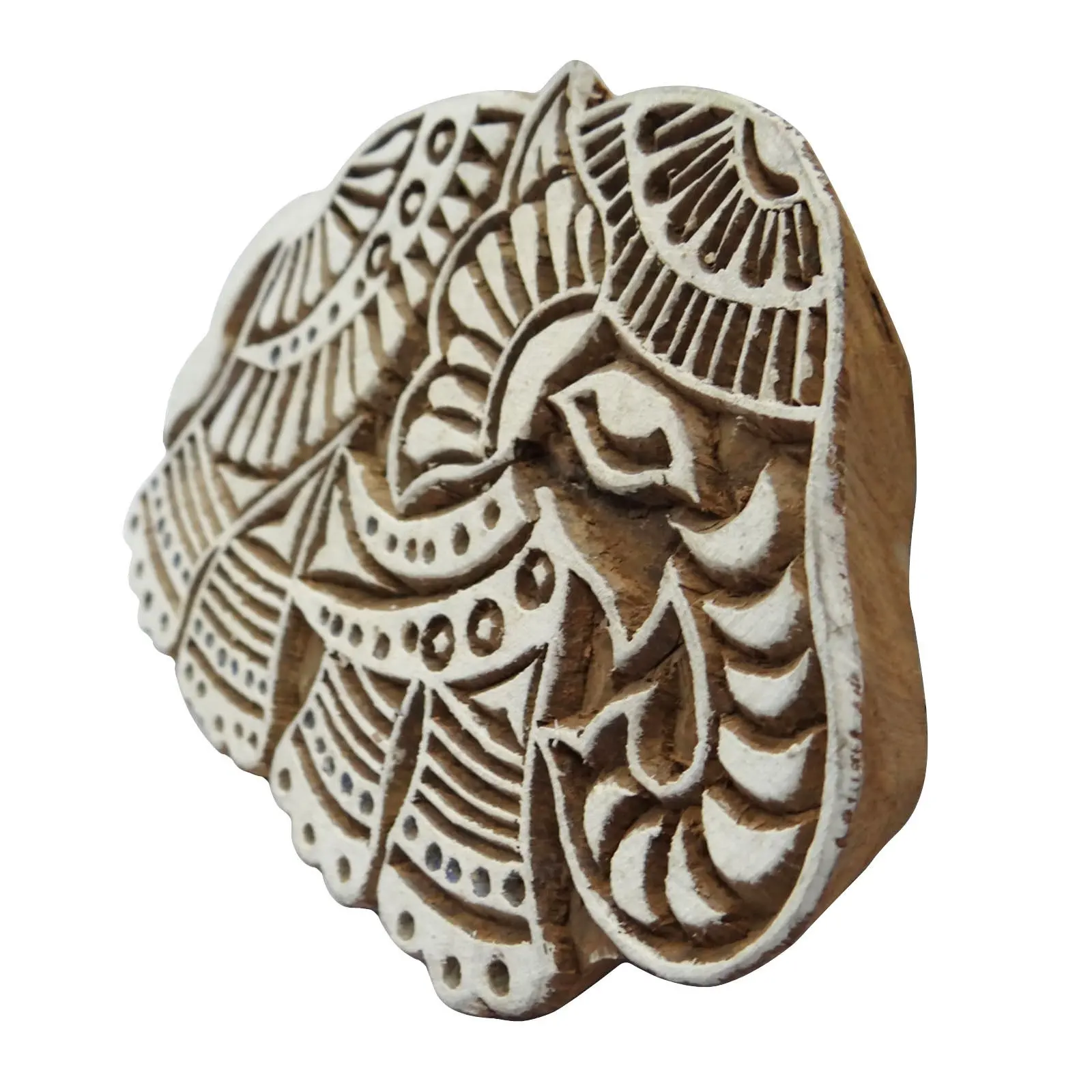 Mão esculpido real elefante design bloco de madeira