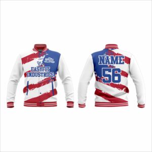 Easyfit Industries Varsity <b>Jacket</b> <b>Men</b> Preppy Style Red <b>White</b> Blue Sublimation Print Turn-down Collar Autumn Sportswear - Product Image 6
