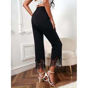 Pantalon Dalgic en dentelle Kadin Yuksel Bel Paca Agzi, 37905 - Noir - Product Image 3