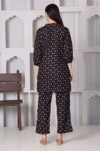 Premium Cotton Knitted Floral <b>Summer</b> Short Slit Button Kurti Palazzo Co-Ord Set Women | Breathable | Casual Ethnic Wear One Set - Product Image 5