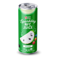 Boisson gazeuse fruitée au jus de corossol, marque privée OEM/ODM, en canette 330ml, 100% NFC naturel du Vietnam, réfrigérée, 10 Brix