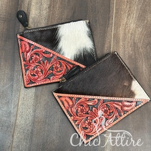 High Quality Hand Tooled Leather Coin Purse for Women Genuine Leather Mini Zipper <b>Wallet</b> Cowhide Credit Card Coin Holder - Product Image 1