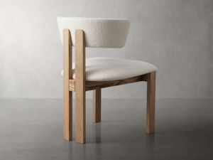 Modern <b>Dining</b> <b>Chair</b> with <b>White</b> Boucle Upholstery - Product Image 3