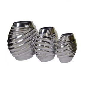 Handmade Flower <b>Vase</b> <b>Set</b> of <b>3</b> in Grey Color with Planter Design Perfect for Home Tabletop Centerpiece and Stylish Decor - Product Image 1