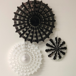 <b>Paper</b> Fan Decorations Round Die Cut <b>Black</b> White Hanging Party Decor Modern Style Handmade 1-20 Pcs - Product Image 1