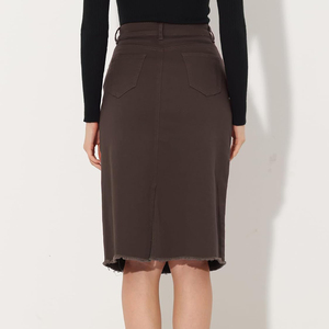 Jupe en jean décontractée à carreaux pour femmes - Tissu en coton 100% durable, écologique, imperméable, design long et élégant pour un usage quotidien au bureau - Product Image 5