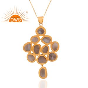 Collar con colgante de piedras preciosas de ágata blanca Natural chapado en oro de 18 quilates de plata esterlina superventas, fabricante de joyería fina Demi - Product Image 2