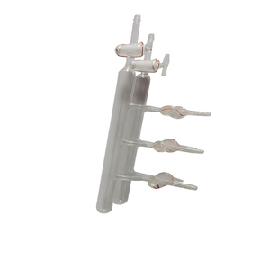 MAYALAB Vidrio de Borosilicato Alto, Tubo Multidireccional de 3/4/5 Vías, Distribuidor de Gas al Vacío, Válvula, Frasco de Pistón, Tamaño Estándar, Origen Haryana - Product Image 1