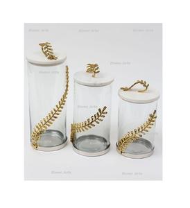 Prime Quality Modern Design Chocolate Dessert Serving <b>Canister</b> Set 3 Different Sizes <b>Glass</b> Metal Home Kitchen Use Tea Sugar - Product Image 5